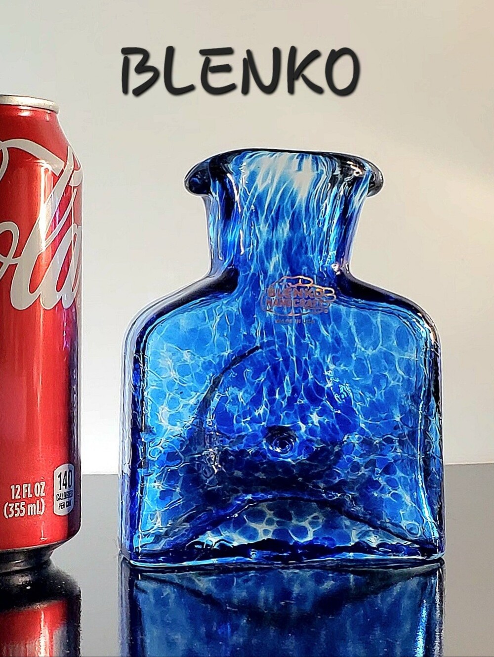 Blenko Glass Helios Pluto Special Edition Nano Water Bottle Blue 2nd